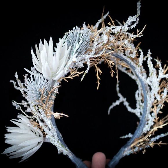 Winter bridal themed tiara headband handmade new wedding - Picture 7 of 9